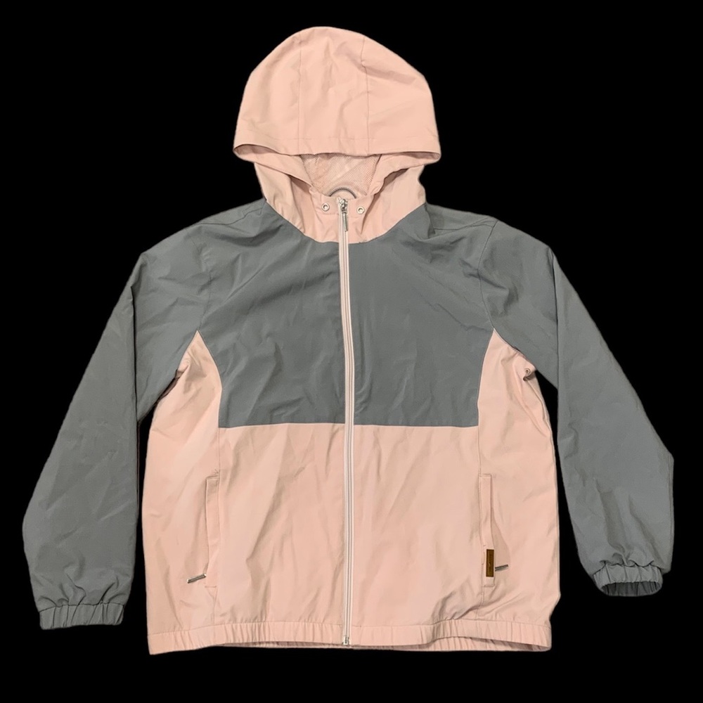 Pink and grey Voyager rain jacket.